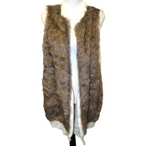 Collection Woman Faux Fur Front Sweater Vest Ivory Size 1X NWT